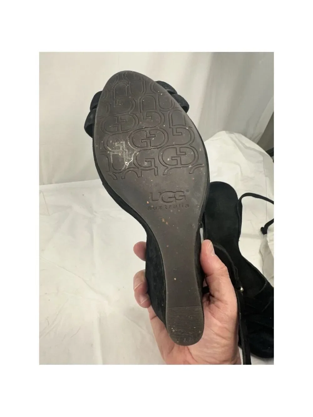 UGG Violet 1772 Leather Ankle Strap black Wedge 4